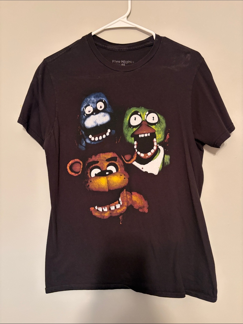 Five Nights at Freddie’s Black Graphic Tee with Colorful Animatronic Faces